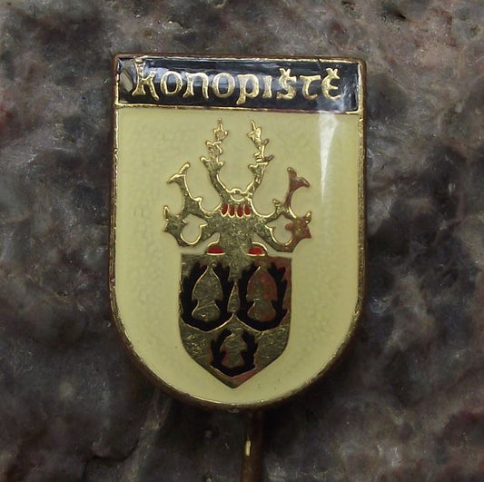 Konopiste Konopischt Czech Castle Schloss Deer Antler Heraldic Crest Pin Badge - Badgecrazy
