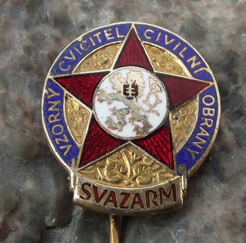 Vintage Svazarm Civil Defense Excellent Performance Military Exercises Pin Badge - Badgecrazy
