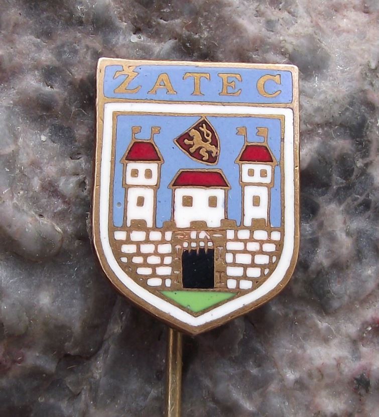 Antique Zatec Czechoslovakia Coat of Arms Heraldic Crest Souvenier Pin Badge - Badgecrazy