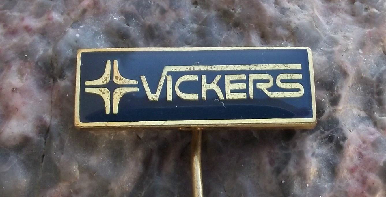 Vintage Vickers Steel Tanks Aircraft Company British Engineering Firm Pin Badge - Badgecrazy