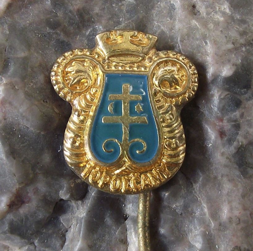 Antique Topolcany Czech City Double Cross Coat of Arms Heraldic Shield Pin Badge - Badgecrazy