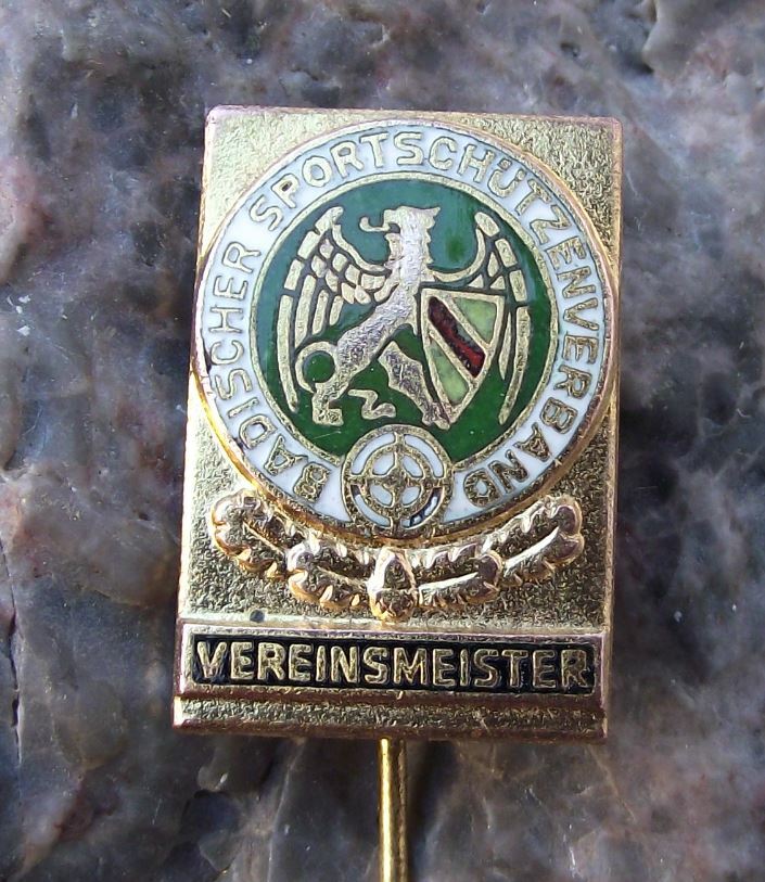 Vintage Baden Shooting German Defence Association Club Champion Silver Pin Badge - Badgecrazy