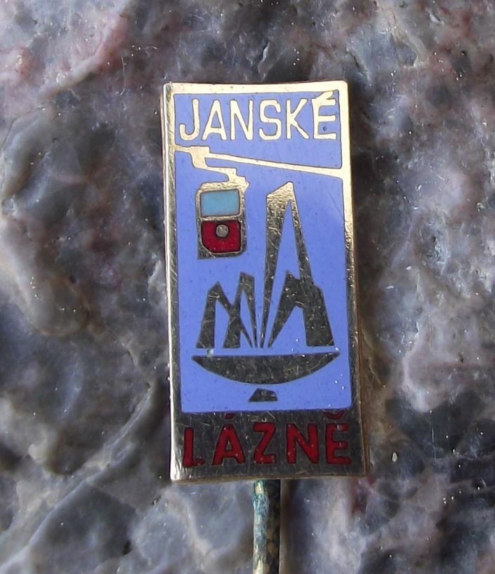 Antique Janske Lazne Spa Resort Cable Car Natural Spring Fountain Pin Badge - Badgecrazy