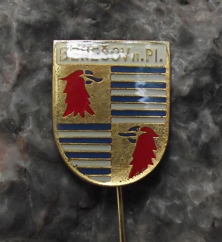 Antique Benesov nad Ploucnici Eagle Crest Heraldic Coat of Arms Shield Pin Badge - Badgecrazy