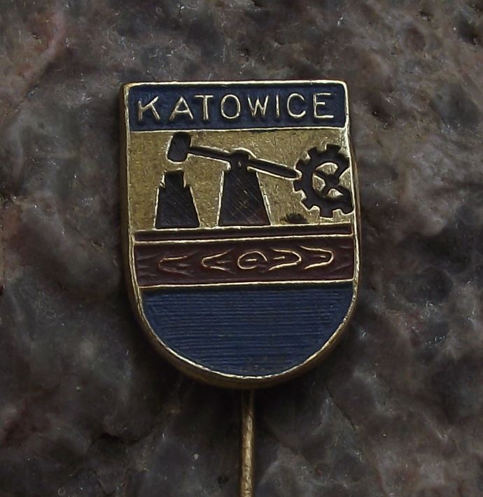 Antique Katowitz Polish Town Poland Heraldic Crest Eagle Coat of Arms Pin Badge - Badgecrazy