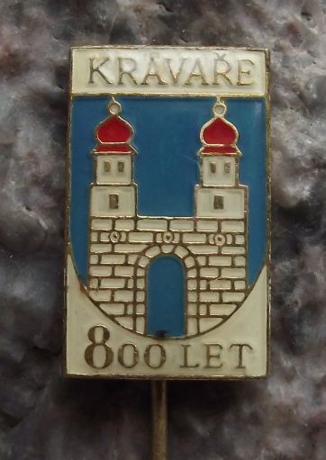 Kravare 800th Anniversary of City Castle Towers & Open Gate Souvenier Pin Badge - Badgecrazy