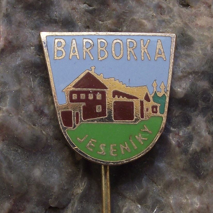 Antique Barborka Jeseniky Wooden Classic Czech Mountain Hikers Cabin Pin Badge - Badgecrazy