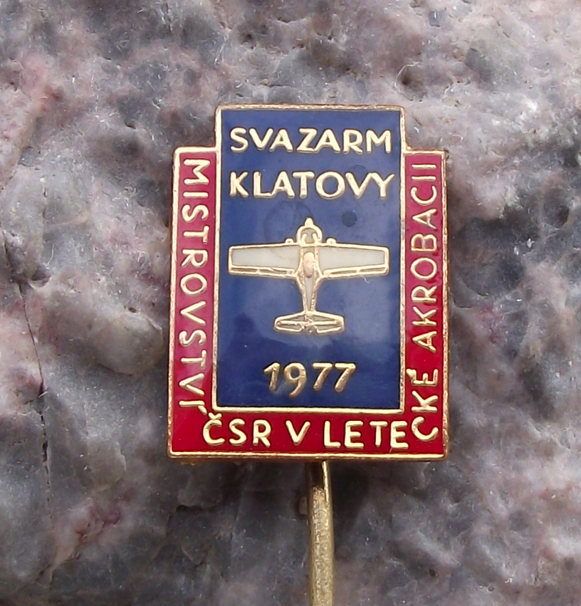 1977 Svazarm Klatovy Czech Aircraft Aerobatics Championships Aviation Pin Badge - Badgecrazy