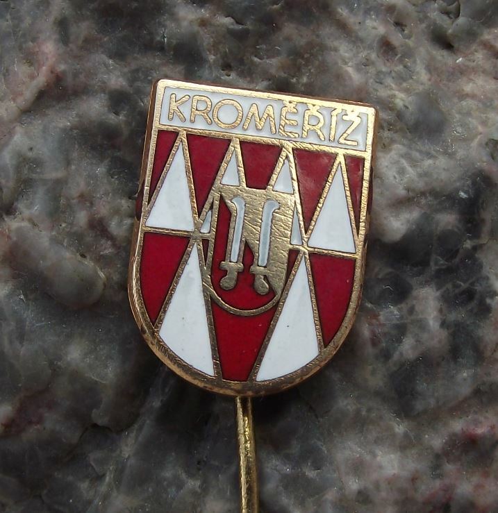 Vintage Kromeriz Kremsier Billhook Coat of Arms Czech Heraldic Crest Pin Badge - Badgecrazy