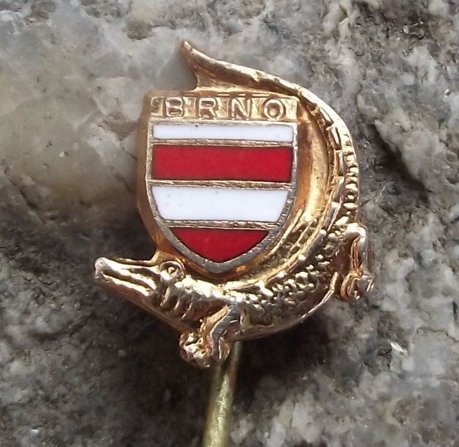 Brno Small Crocodile Alligator Dragon Red White Striped Heraldic Crest Pin Badge - Badgecrazy
