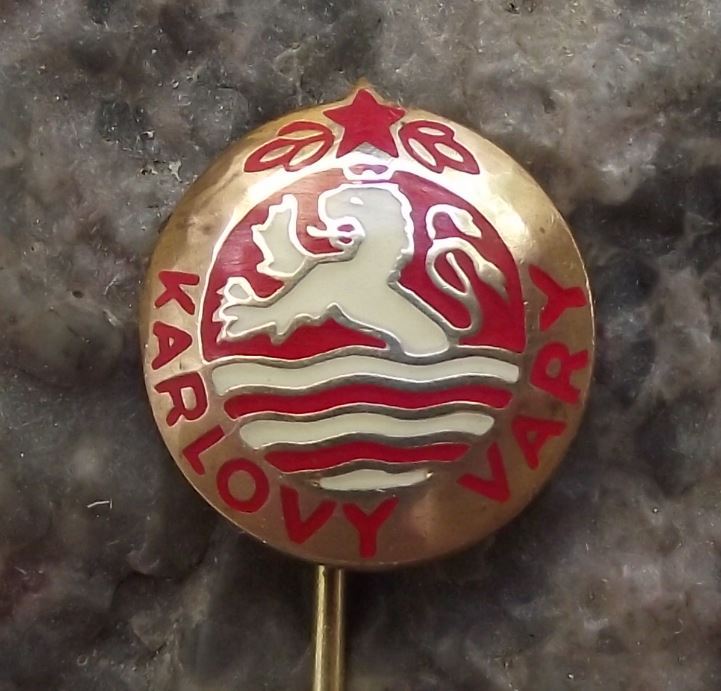 Antique Karlovy Vary Carlsbad Heraldic White Lion Emblem Mascot Pin Badge - Badgecrazy