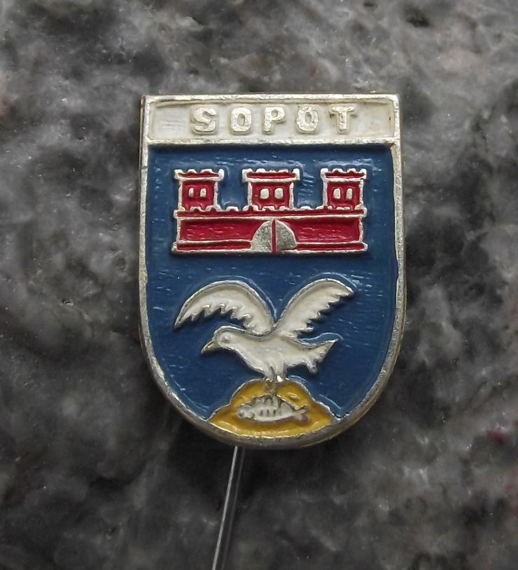 Antique Zoppot Sopot Poland Polish Coat of Arms Heraldic Crest Pin Badge - Badgecrazy