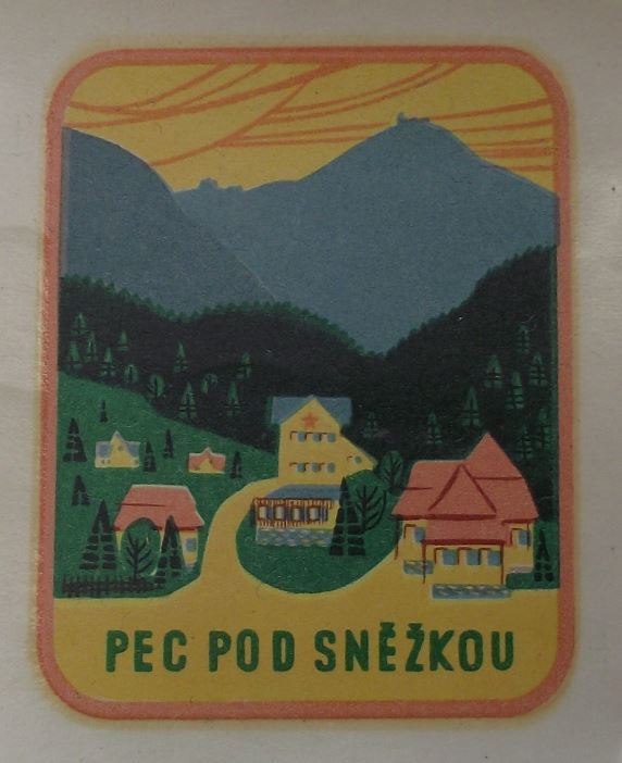 Antique Pec pod Snekzou Mountain Range Czech Village Snezka Peak Decal Sticker - Badgecrazy