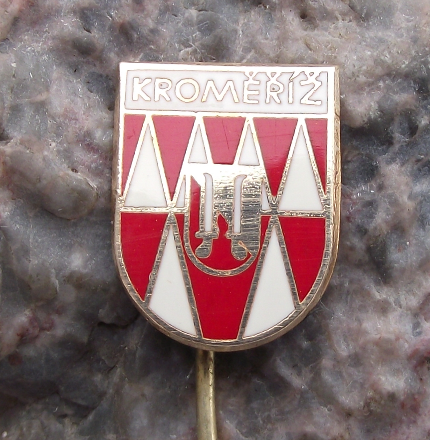 Vintage Kromeriz Kremsier Billhook Coat of Arms Czech Heraldic Crest Pin Badge - Badgecrazy