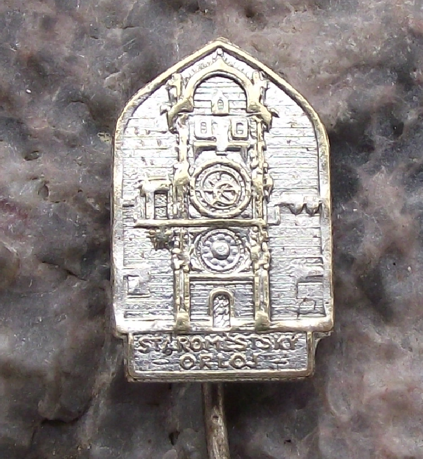 Vintage Orloj Prague Praha Astronomical Clock Old Town Square Czech Pin Badge - Badgecrazy