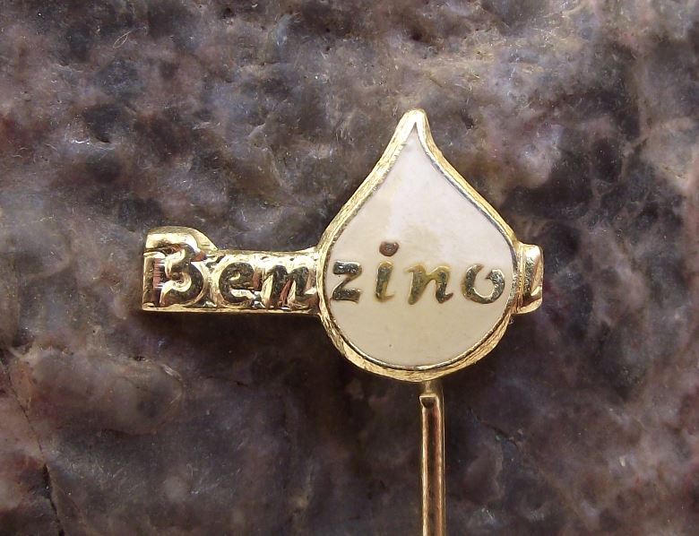 Benzina Fuel Motor Petrol Unipetrol Company Benzinol Oil Drop Logo Pin Badge - Badgecrazy