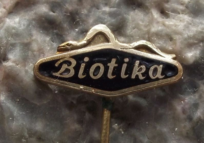 Vintage Biotika Antibiotics Company Penicillin Snake Logo Medical Pin Badge - Badgecrazy