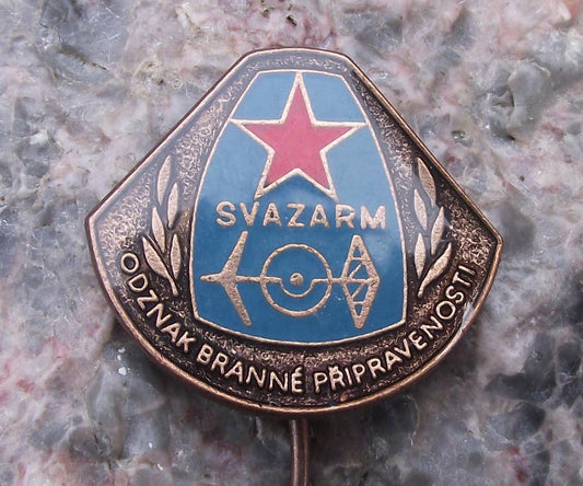 Vintage Svazarm Prepared Defence Military Army Reserves Bronze Award Pin Badge - Badgecrazy