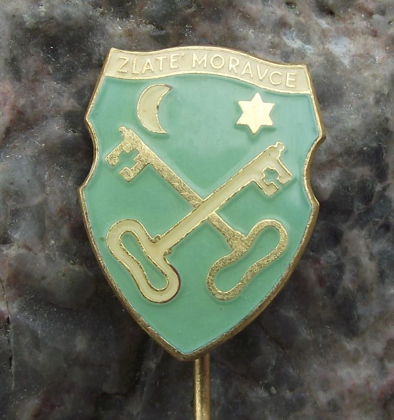 Antique Zlate Moravce Town Slovakia Heraldic Crest Keys Coat of Arms Pin Badge - Badgecrazy