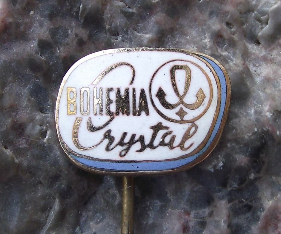 Antique Bohemia Glass Bohemian Czech Crystal of Czechoslovakia Logo Pin Badge - Badgecrazy