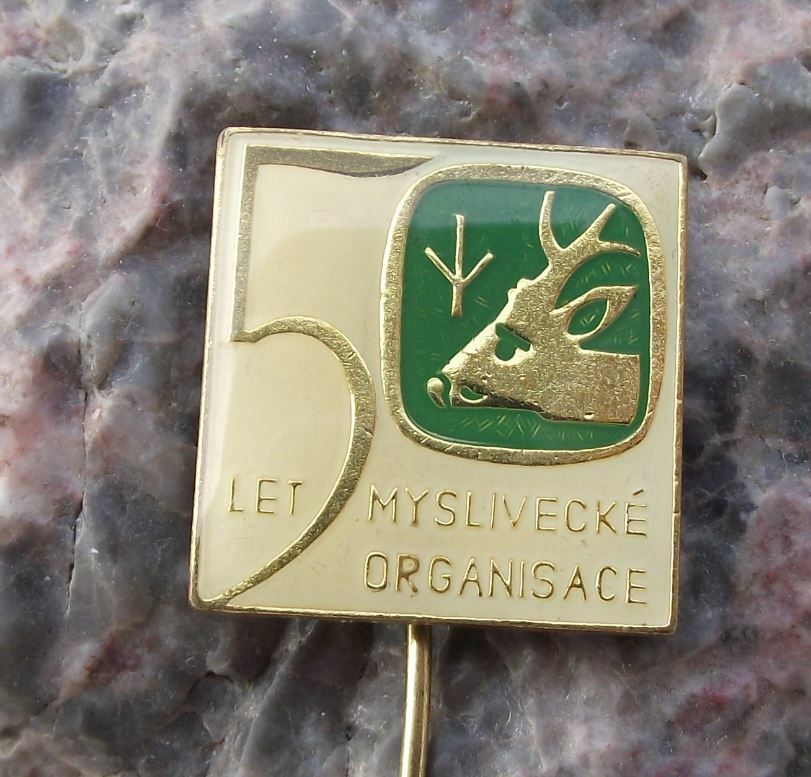 1973 Czech 50th Anniversary Hunting Association Deer Stag Hunters Pin Badge - Badgecrazy