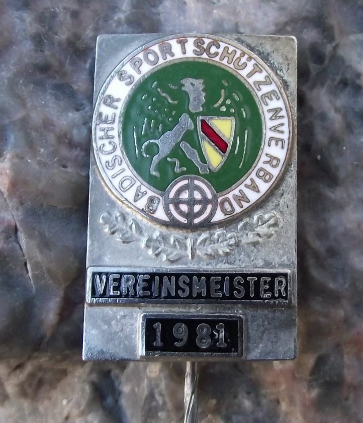 1981 Baden Shooting German Defence Association Club Champion Silver Pin Badge - Badgecrazy