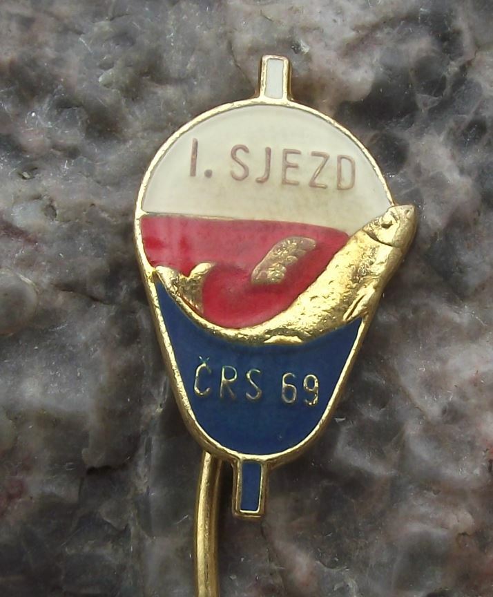1969 Czechoslovakia Fishing Angling Association 1st National Congress Pin Badge - Badgecrazy