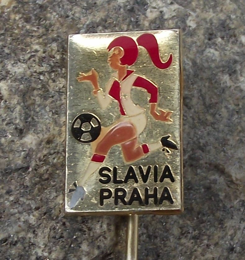 Vintage Slavia Prague Praha Football Soccer Club Sexy Girl Logo Fan Pin Badge