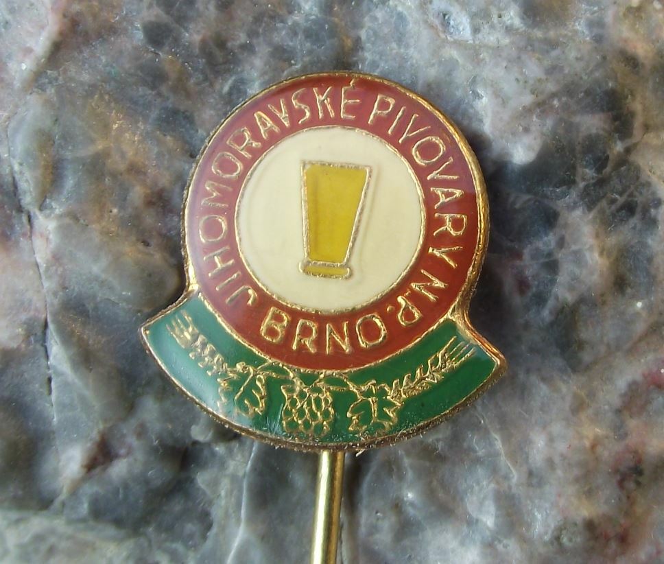 Antique South Moravian Brewery Brno Czech Beer Glass Logo Lager Pin Badge - Badgecrazy