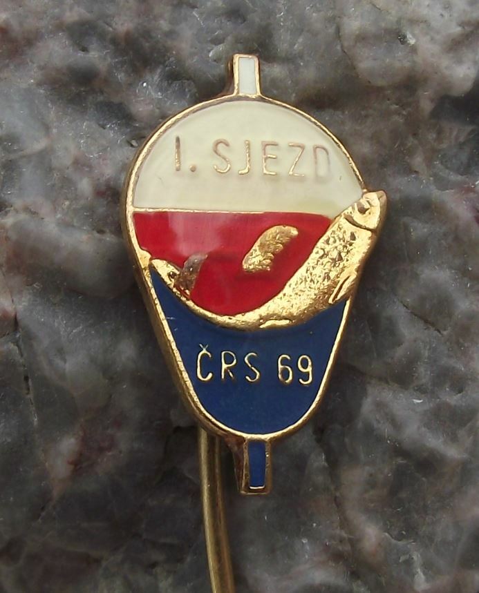 1969 Czechoslovakia Fishing Angling Association 1st National Congress Pin Badge - Badgecrazy