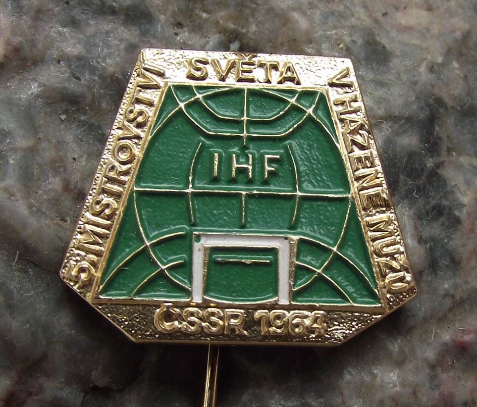 1964 IHF 5th World Mens Handball Championships Souvenier Hand Ball Pin Badge - Badgecrazy
