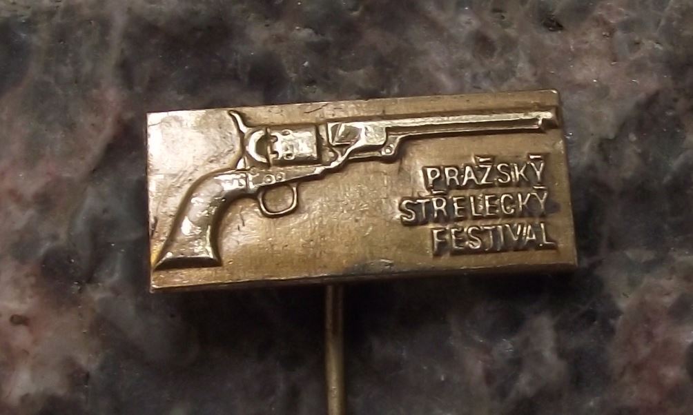 Antique Prague Shooting Festival Colt 45 Revolver Gun Show Exhibition Pin Badge - Badgecrazy