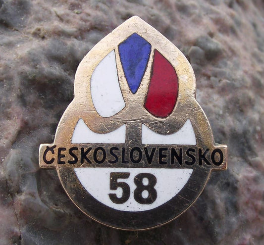 1958 Czechoslovakia Pavillion Exhibition Expo Trade Show Brussels Pin Badge - Badgecrazy