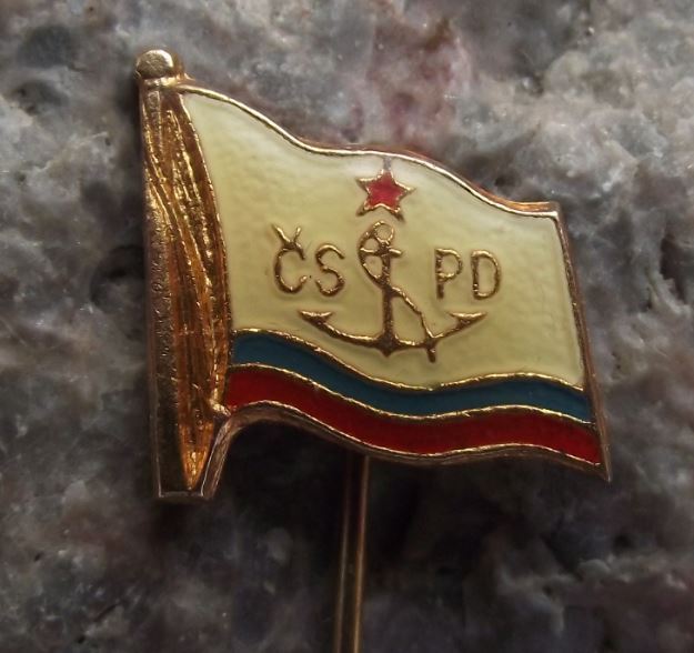 Czechoslovak Waterways CSPB Ship Boat Transport Standard Shipping Flag Pin Badge - Badgecrazy