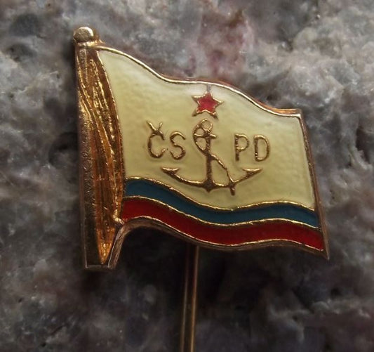 Czechoslovak Waterways CSPB Ship Boat Transport Standard Shipping Flag Pin Badge - Badgecrazy