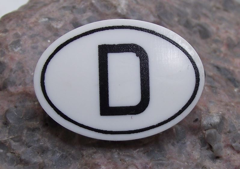 International Vehicle Registration Code Germany East German Letter D Pin Badge - Badgecrazy