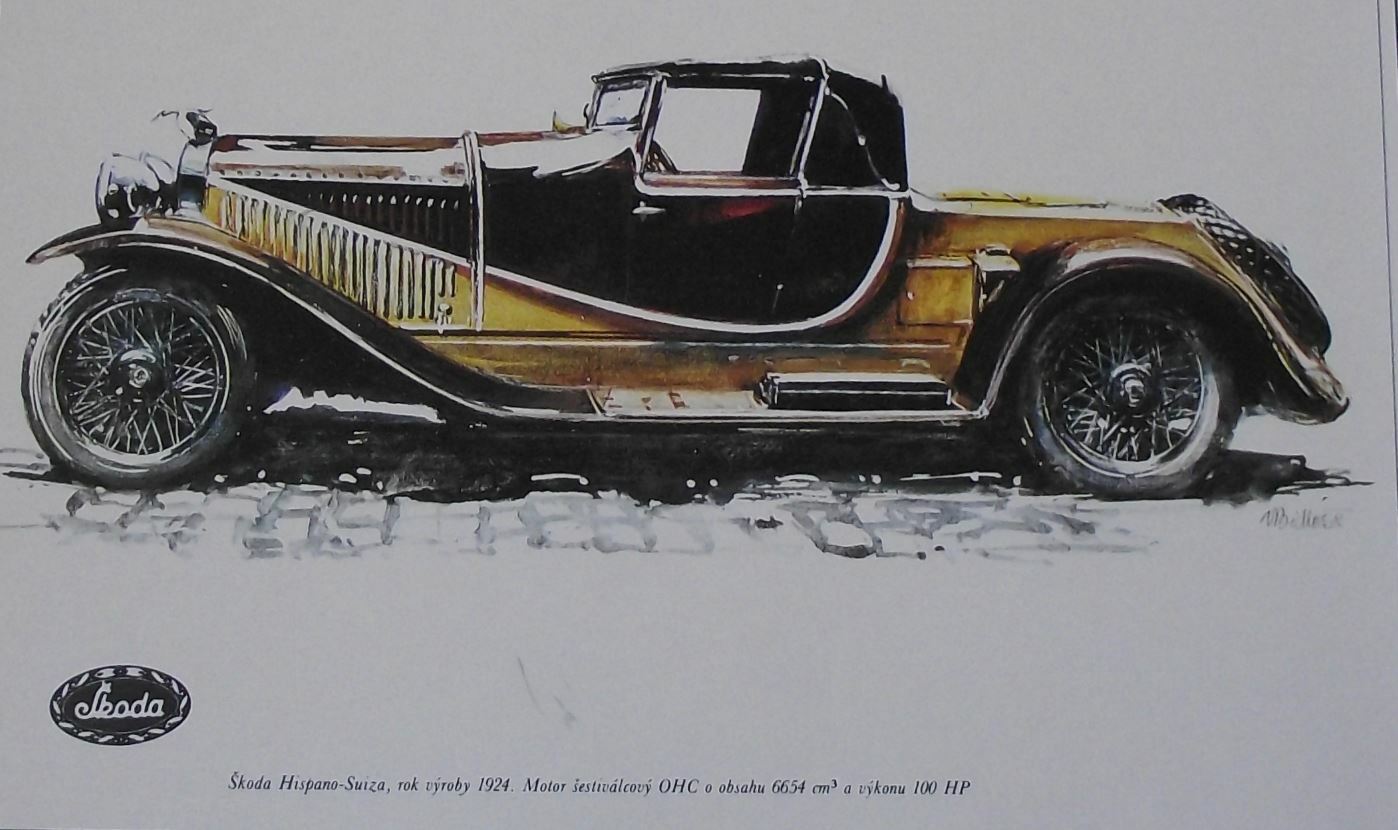 Skoda Hispano Suiza 1924 Picture Car Vladimir Bidlo Printed Illustration - Badgecrazy