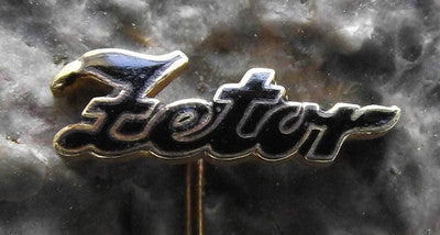 Antique Zetor Tractor Farming Farm Agricultural Machine Script Text Pin Badge - Badgecrazy