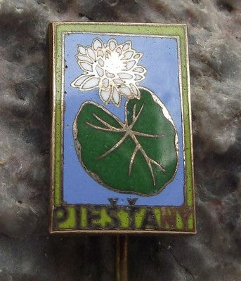 Vintage Piestany Water Lily Flower Czechoslovakia Tourist Souvenier Pin Badge - Badgecrazy