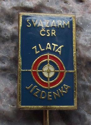 Svazarm Czech Military Army Reserve Marksman Shooter Golden Ticket Pin Badge - Badgecrazy