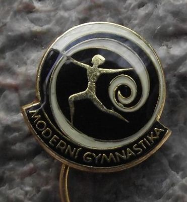 Modern Gymnastics Woman Dancing with Long Twisting Streamer Czech Sports Pin - Badgecrazy