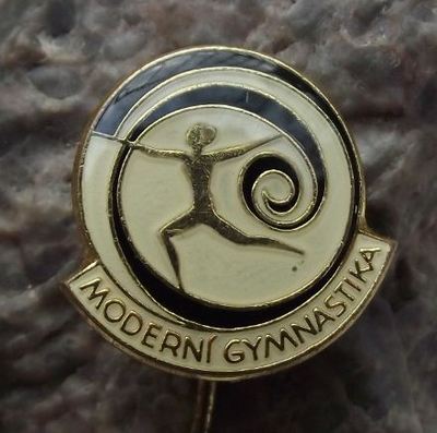 Modern Gymnastics Woman Dancing with Long Twisting Streamer Czech Sports Pin - Badgecrazy