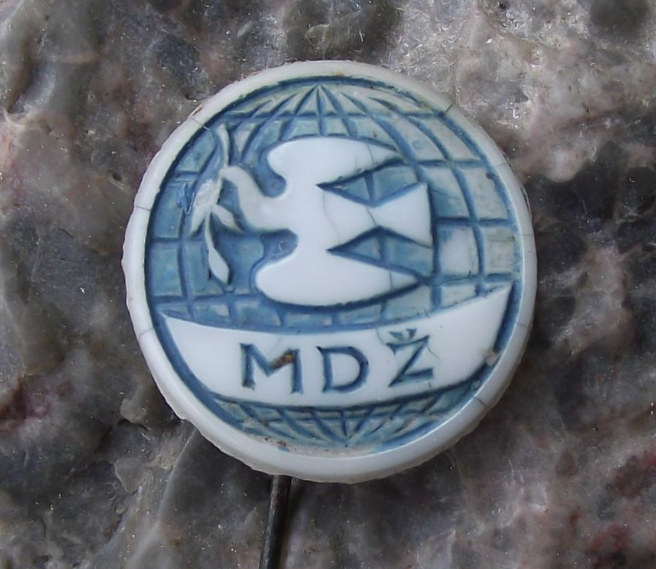 International Women's Day Czech MDZ Dove Ceramic Glass Pin Badge