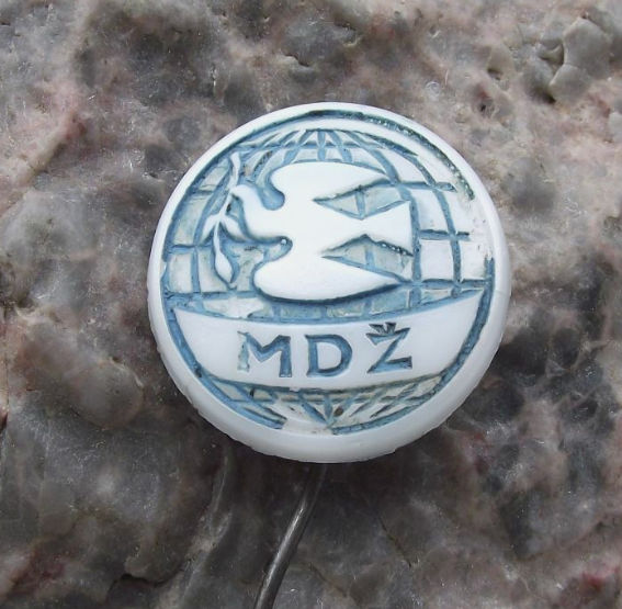 International Women's Day Czech MDZ Dove Ceramic Glass Pin Badge