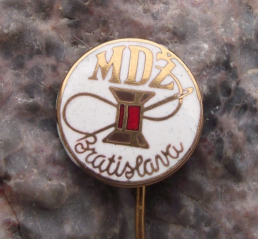 International Women's Day MDZ Slovakia Bratislava Needle Thread Pin Badge