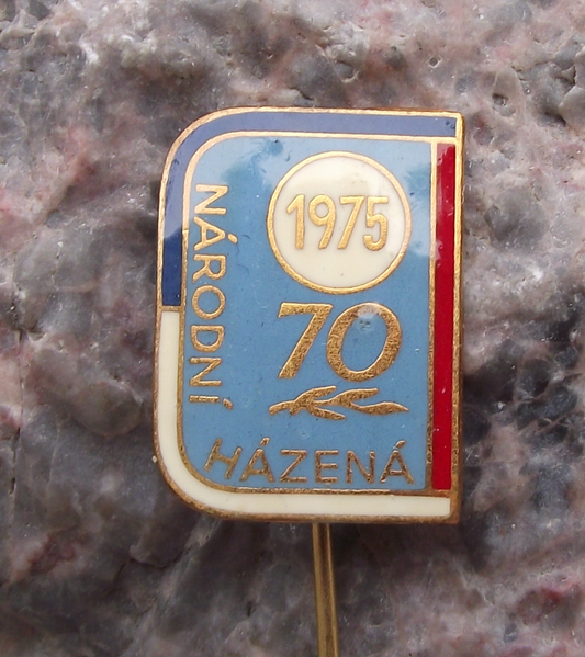 1975 Czechoslovakia National Handball 70th Anniversary Pin Badge