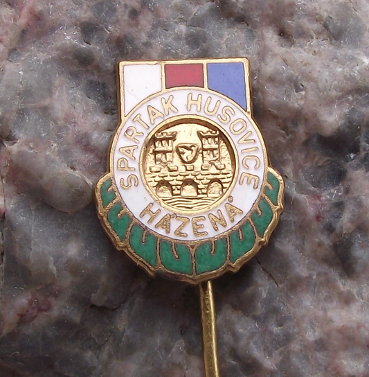 Vintage Spartak Husovice Handball Club Czechoslovakia Lime Laurels Pin Badge