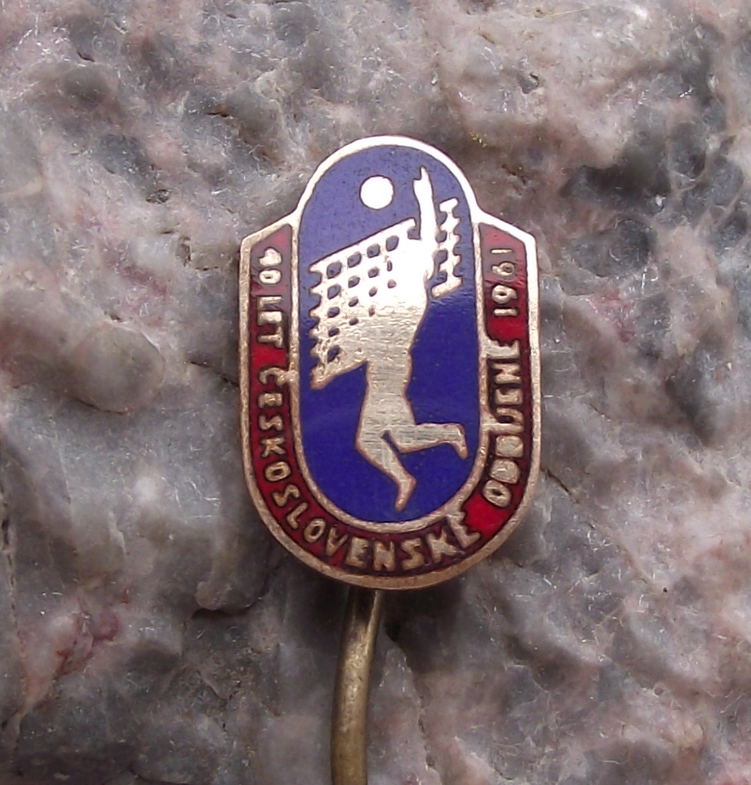 1961 Czechoslovakia National Volleyball 40th Anniversary Pin Badge