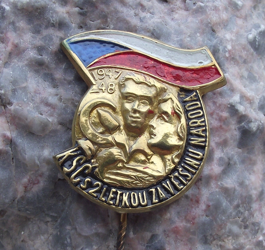 1948 Czechoslovakia Communist Party Celebration Pin Badge