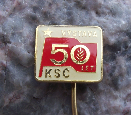 1971 Czechoslovakia Communist Party KSC 50th Anniversary Exhibition Pin Badge